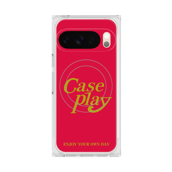 Premium Square Case with Pixelsnap［ Original - ENJOY YOUR OWN DAY - Red ］