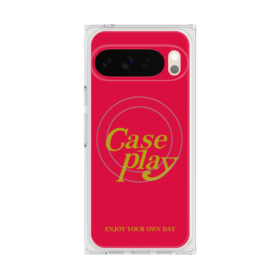 Premium Square Case with Pixelsnap［ Original - ENJOY YOUR OWN DAY - Red ］