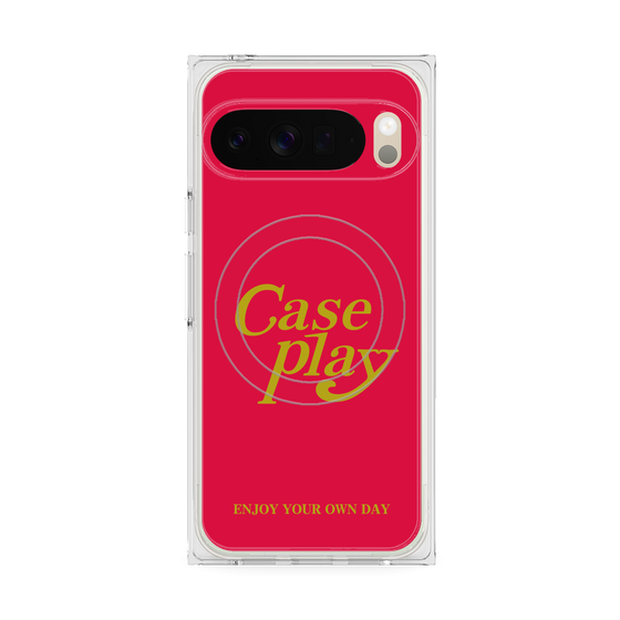 Premium Square Case with Pixelsnap［ Original - ENJOY YOUR OWN DAY - Red ］