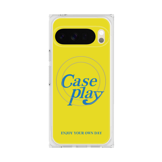 Premium Square Case with Pixelsnap［ Original - ENJOY YOUR OWN DAY - Yellow ］