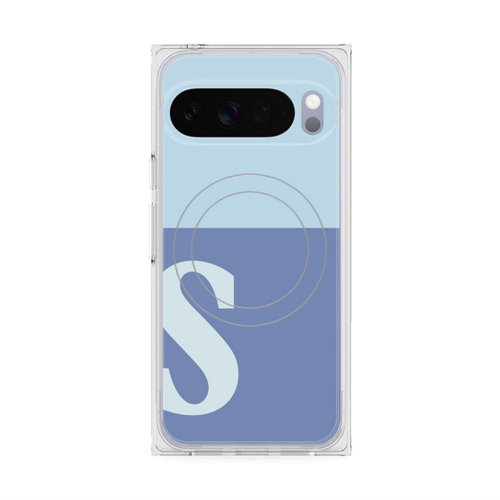 Premium Square Case with Pixelsnap［ Original - initial two tone - S blue ］