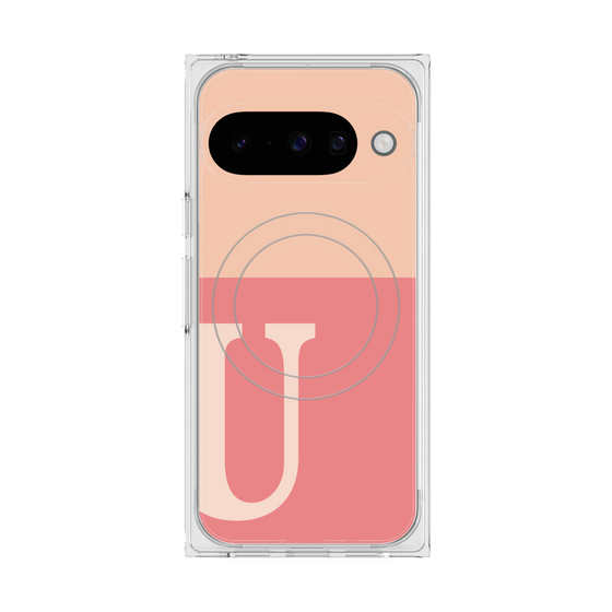 Premium Square Case with Pixelsnap［ Original - initial two tone - U pink ］