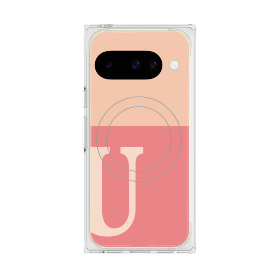 Premium Square Case with Pixelsnap［ Original - initial two tone - U pink ］