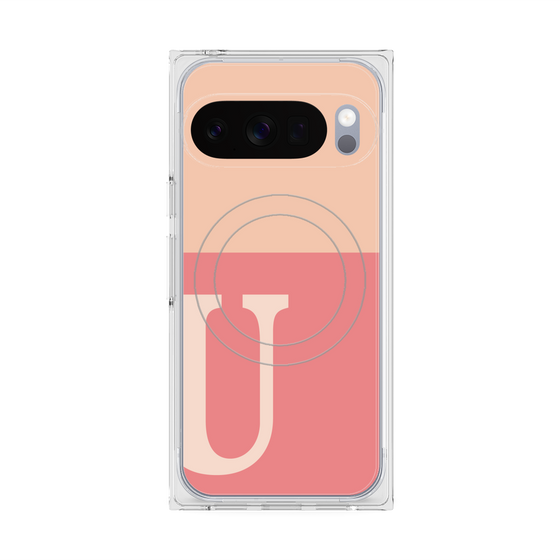 Premium Square Case with Pixelsnap［ Original - initial two tone - U pink ］