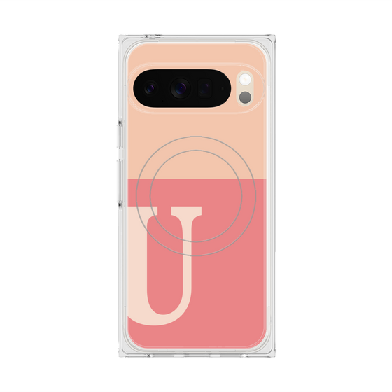 Premium Square Case with Pixelsnap［ Original - initial two tone - U pink ］