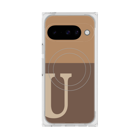 Premium Square Case with Pixelsnap［ Original - initial two tone - U brown ］