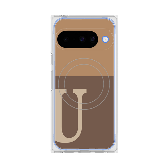 Premium Square Case with Pixelsnap［ Original - initial two tone - U brown ］