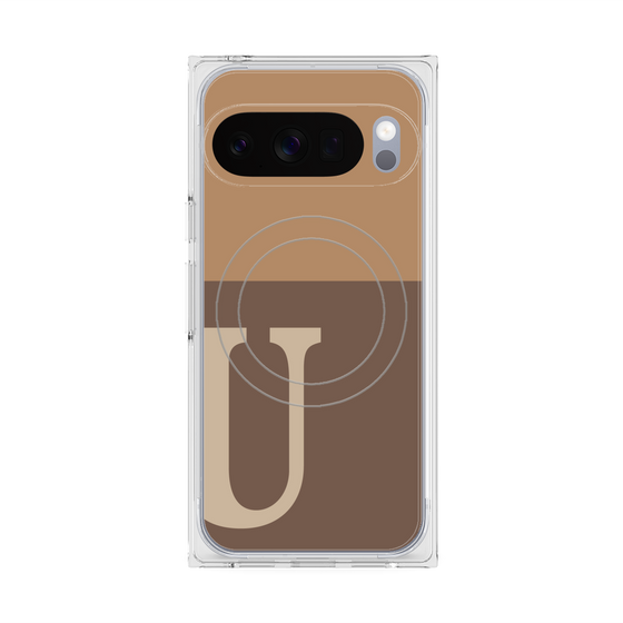 Premium Square Case with Pixelsnap［ Original - initial two tone - U brown ］