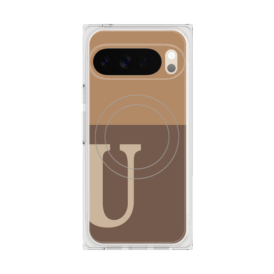 Premium Square Case with Pixelsnap［ Original - initial two tone - U brown ］