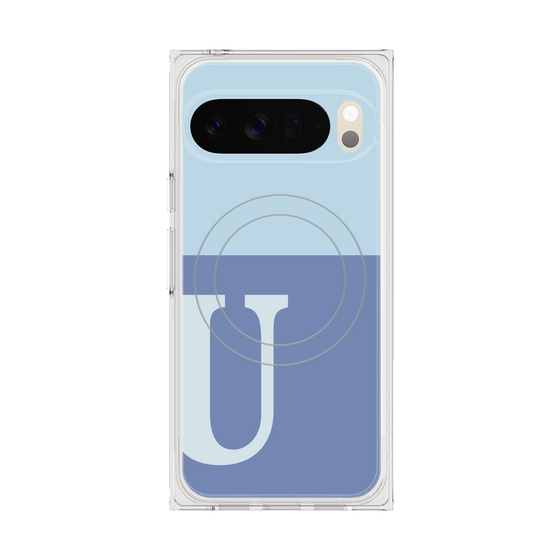 Premium Square Case with Pixelsnap［ Original - initial two tone - U blue ］