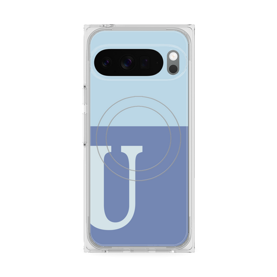 Premium Square Case with Pixelsnap［ Original - initial two tone - U blue ］