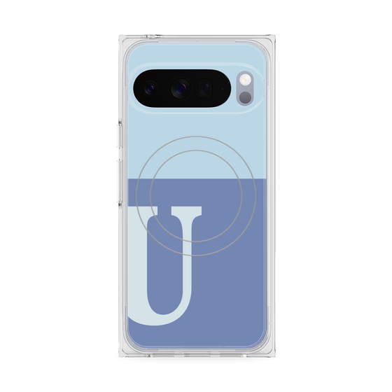Premium Square Case with Pixelsnap［ Original - initial two tone - U blue ］