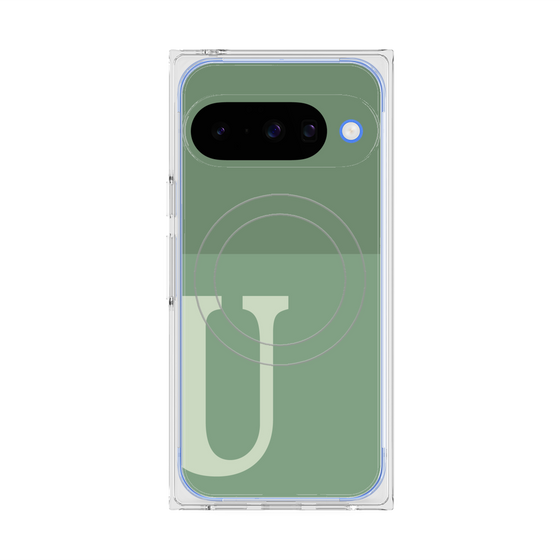 Premium Square Case with Pixelsnap［ Original - initial two tone - U green ］