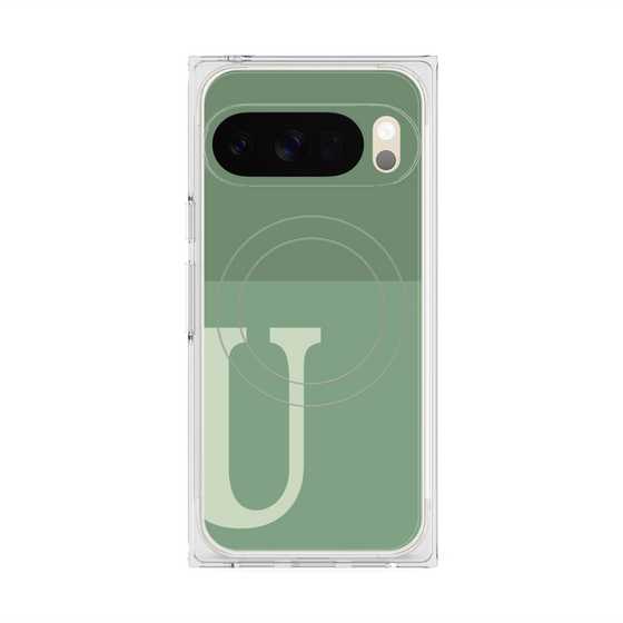 Premium Square Case with Pixelsnap［ Original - initial two tone - U green ］