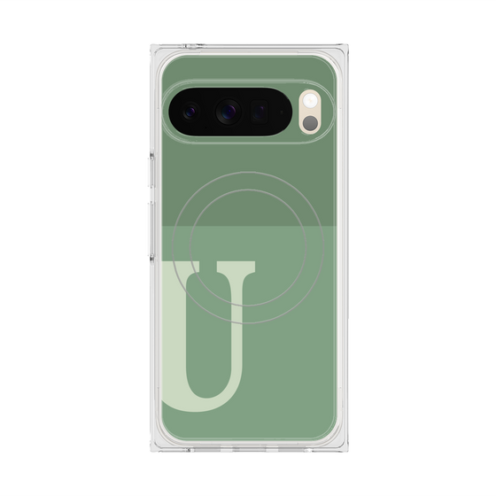 Premium Square Case with Pixelsnap［ Original - initial two tone - U green ］