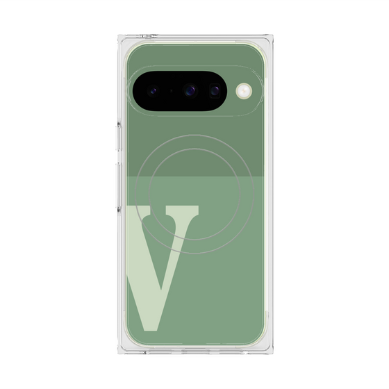 Premium Square Case with Pixelsnap［ Original - initial two tone - V green ］