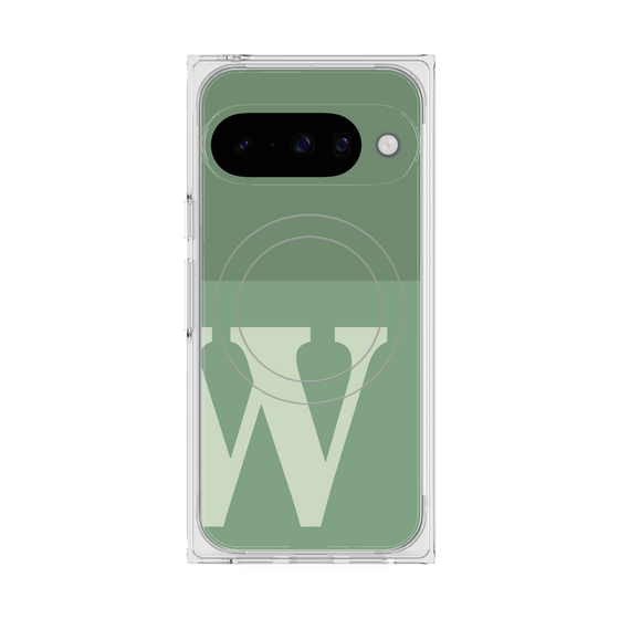 Premium Square Case with Pixelsnap［ Original - initial two tone - W green ］