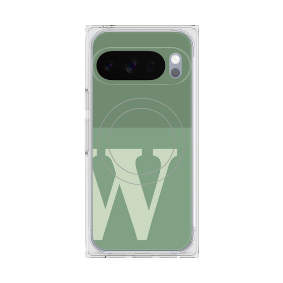 Premium Square Case with Pixelsnap［ Original - initial two tone - W green ］