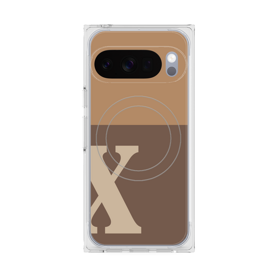 Premium Square Case with Pixelsnap［ Original - initial two tone - X brown ］