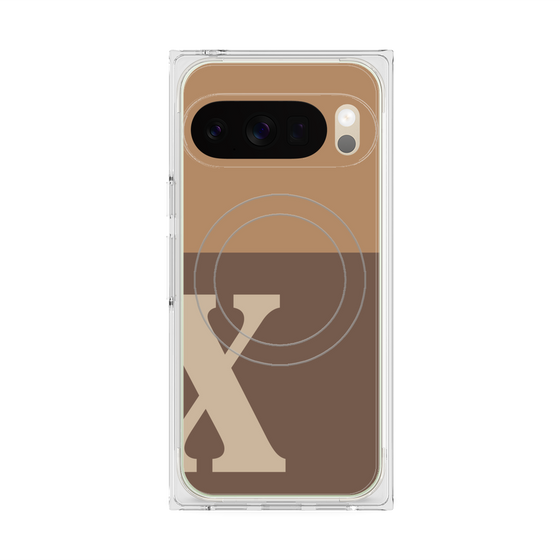 Premium Square Case with Pixelsnap［ Original - initial two tone - X brown ］