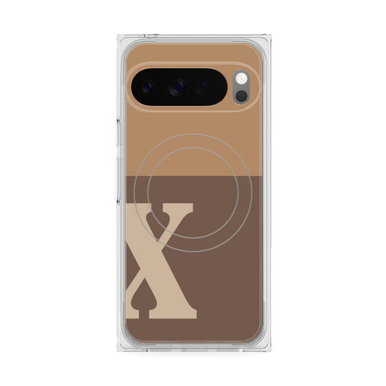Premium Square Case with Pixelsnap［ Original - initial two tone - X brown ］