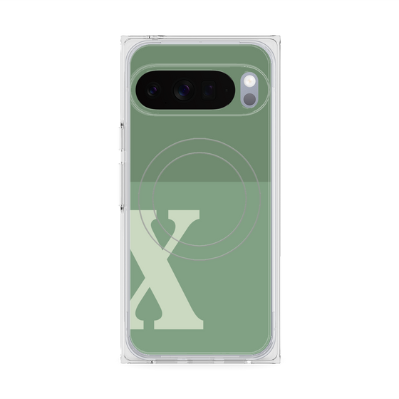 Premium Square Case with Pixelsnap［ Original - initial two tone - X green ］