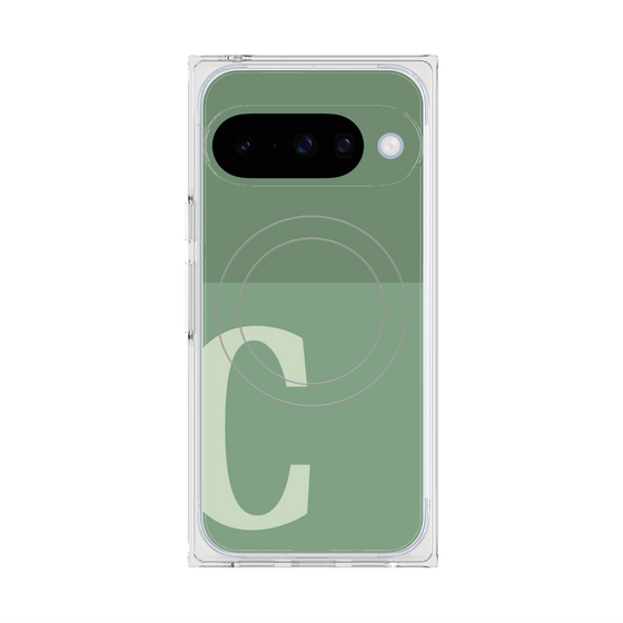 Premium Square Case with Pixelsnap［ Original - initial two tone - C green ］
