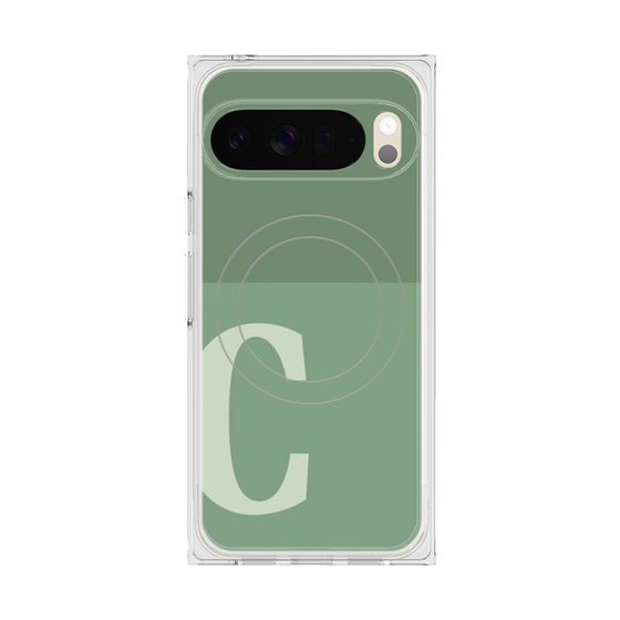 Premium Square Case with Pixelsnap［ Original - initial two tone - C green ］