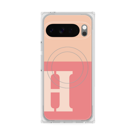Premium Square Case with Pixelsnap［ Original - initial two tone - H pink ］
