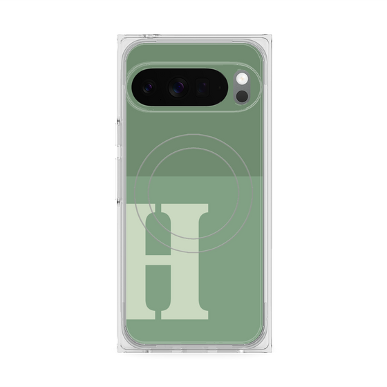 Premium Square Case with Pixelsnap［ Original - initial two tone - H green ］
