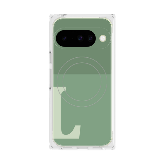 Premium Square Case with Pixelsnap［ Original - initial two tone - L green ］