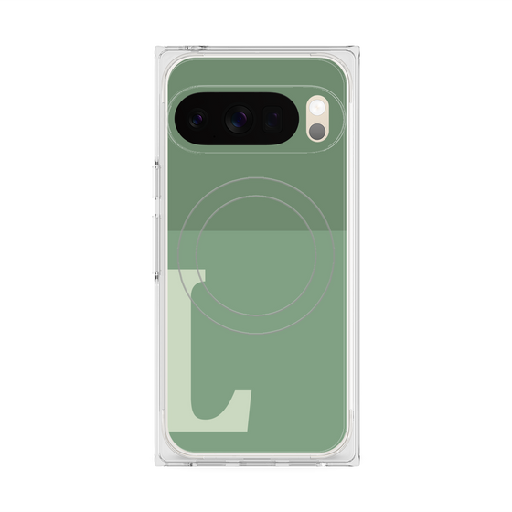 Premium Square Case with Pixelsnap［ Original - initial two tone - L green ］