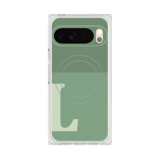 Premium Square Case with Pixelsnap［ Original - initial two tone - L green ］