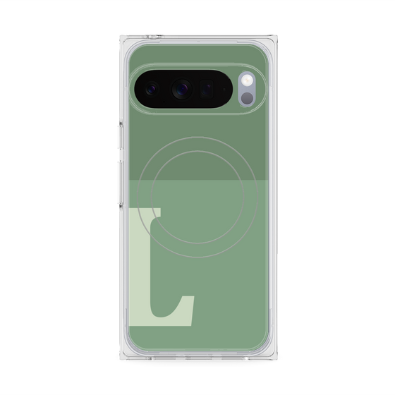 Premium Square Case with Pixelsnap［ Original - initial two tone - L green ］
