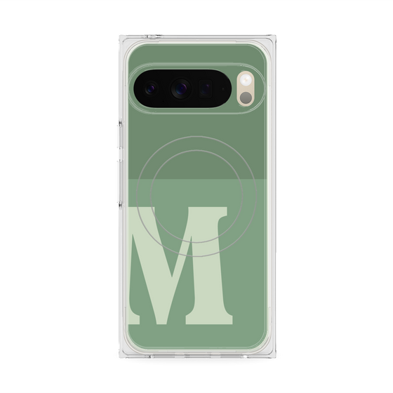Premium Square Case with Pixelsnap［ Original - initial two tone - M green ］