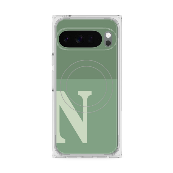 Premium Square Case with Pixelsnap［ Original - initial two tone - N green ］