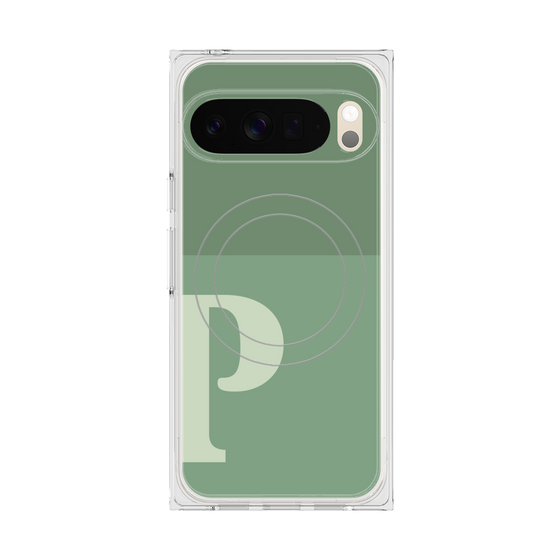Premium Square Case with Pixelsnap［ Original - initial two tone - P green ］