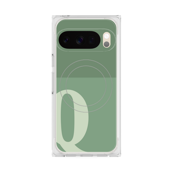 Premium Square Case with Pixelsnap［ Original - initial two tone - Q green ］