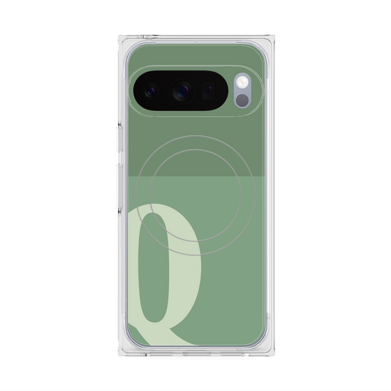 Premium Square Case with Pixelsnap［ Original - initial two tone - Q green ］