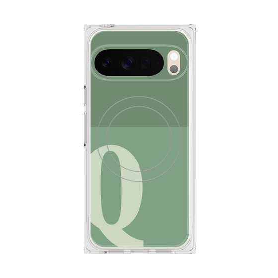 Premium Square Case with Pixelsnap［ Original - initial two tone - Q green ］