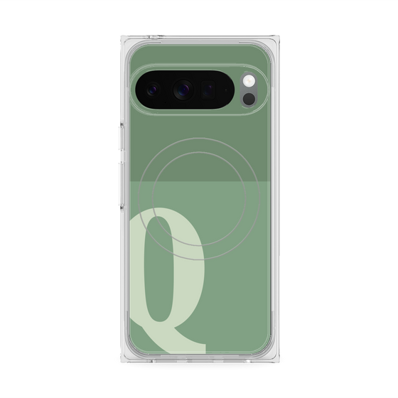 Premium Square Case with Pixelsnap［ Original - initial two tone - Q green ］