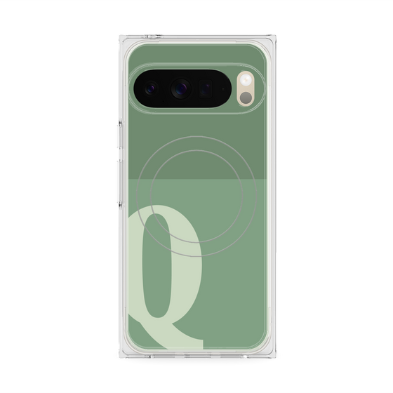 Premium Square Case with Pixelsnap［ Original - initial two tone - Q green ］