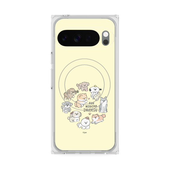 Premium Square Case with Pixelsnap［ Hello, It's Dog - All Together - Beige ］
