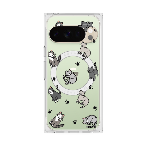 Premium Square Case with Pixelsnap［ Original - CASEPLAY Cat All-over Pattern - color ］