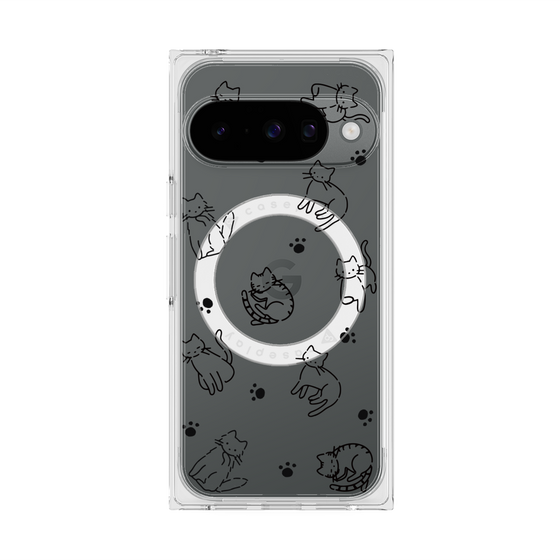 Premium Square Case with Pixelsnap［ Original - CASEPLAY Cat All-over Pattern - black ］