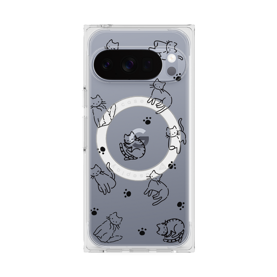 Premium Square Case with Pixelsnap［ Original - CASEPLAY Cat All-over Pattern - black ］