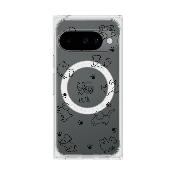 Premium Square Case with Pixelsnap［ Original - CASEPLAY Dog All-over Pattern - black ］