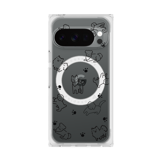 Premium Square Case with Pixelsnap［ Original - CASEPLAY Dog All-over Pattern - black ］