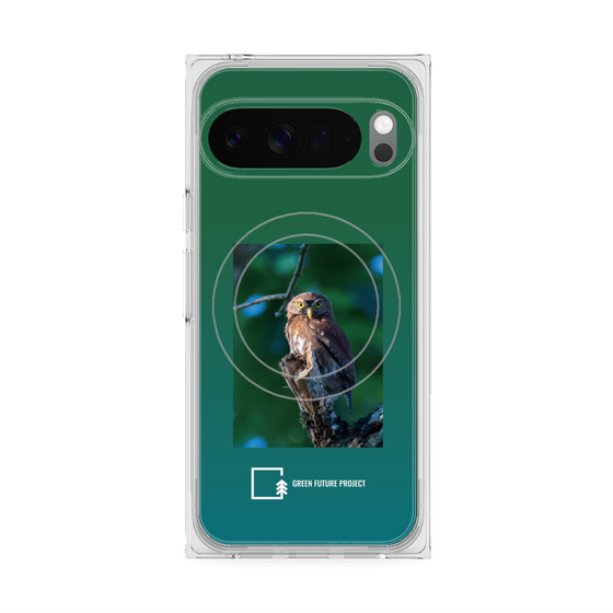 Premium Square Case with Pixelsnap［ Green Future Project - Ferruginous Pygmy Owl ］