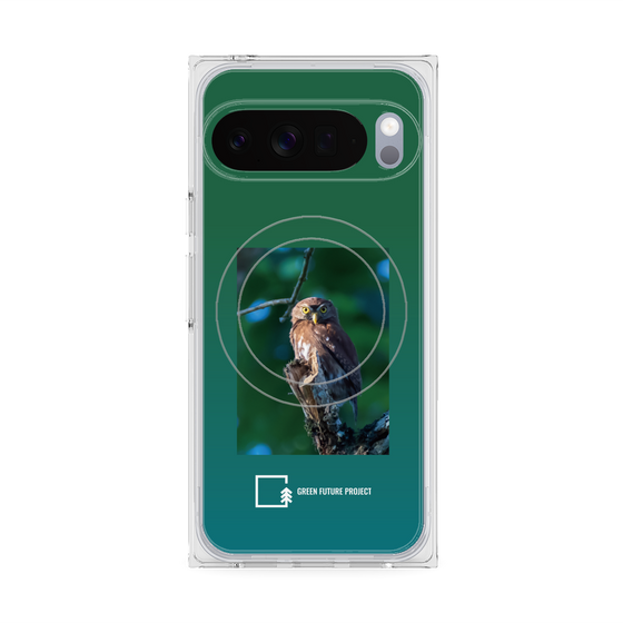 Premium Square Case with Pixelsnap［ Green Future Project - Ferruginous Pygmy Owl ］